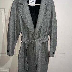 Zara Gray Trench Coat with Belt